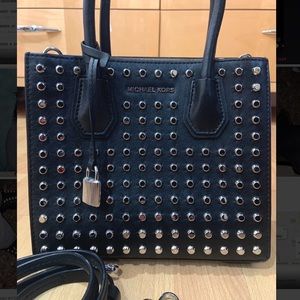 Michael Kors small black studded Mercer bag